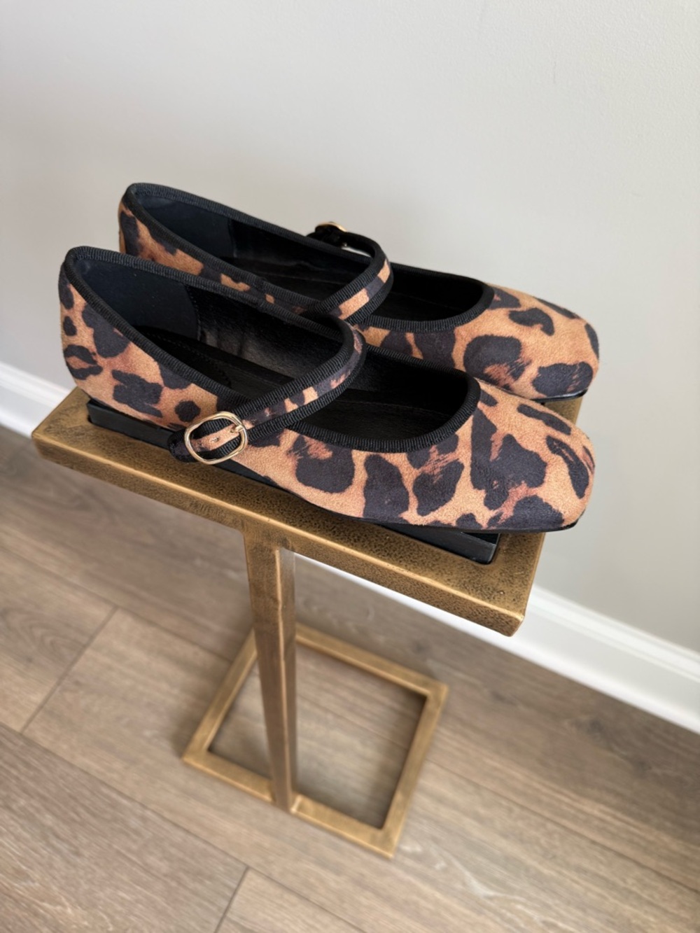 Leopard Print Mary Jane Flats with Buckle Strap - Brown - Picture 7 of 12